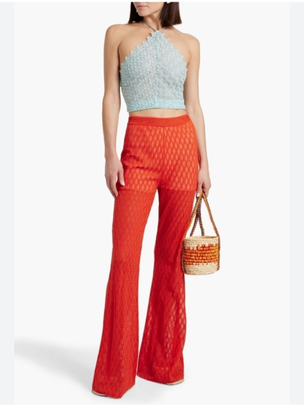 M Missoni Crochet-knit Cotton-blend Wide-leg Pants